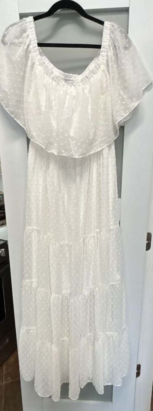 Baltic Born white Swiss dot maxi dress Size L - Picture 2 of 8